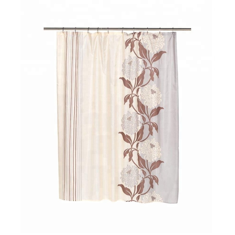 chinese style printed customizable little flower design high quality textile shower curtain