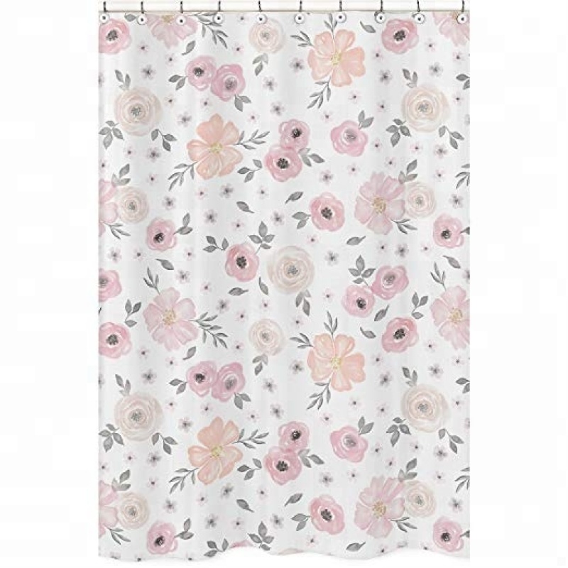 chinese style printed customizable little flower design high quality textile shower curtain