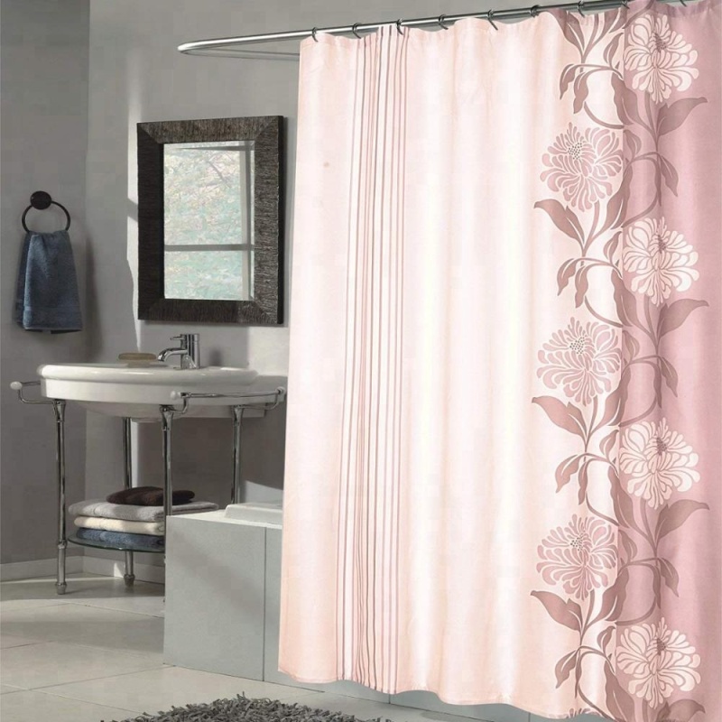 chinese style printed customizable little flower design high quality textile shower curtain