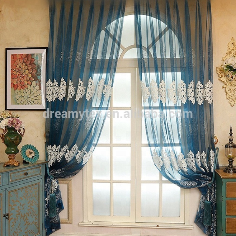 factory price drawstring german lace wholesale ready made curtain
