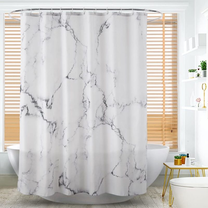 Modern plaid pattern bathroomWhite Thick Checks Waterproof Mildew-Proof Partition Curtain PEVA Shower Curtain for Free Hanging