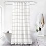 Modern plaid pattern bathroomWhite Thick Checks Waterproof Mildew-Proof Partition Curtain PEVA Shower Curtain for Free Hanging