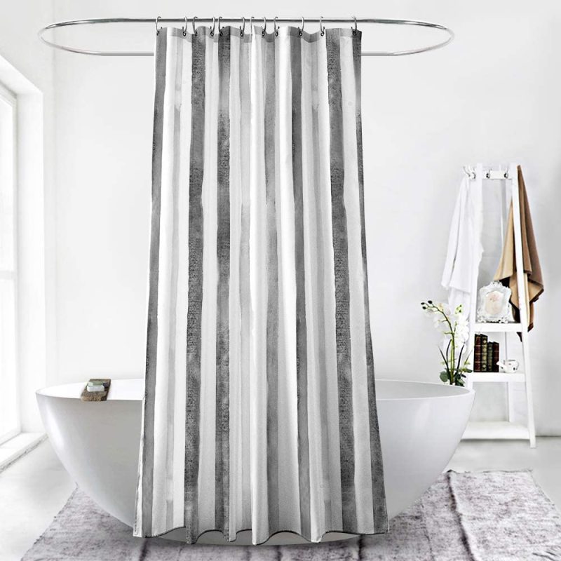 Modern plaid pattern bathroomWhite Thick Checks Waterproof Mildew-Proof Partition Curtain PEVA Shower Curtain for Free Hanging