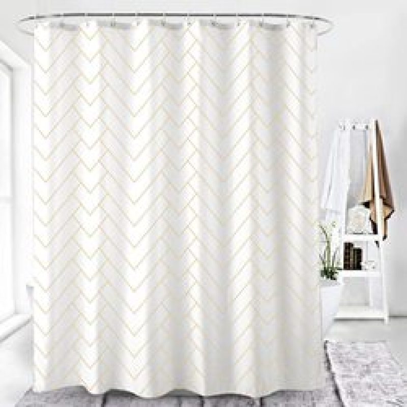 Modern plaid pattern bathroomWhite Thick Checks Waterproof Mildew-Proof Partition Curtain PEVA Shower Curtain for Free Hanging