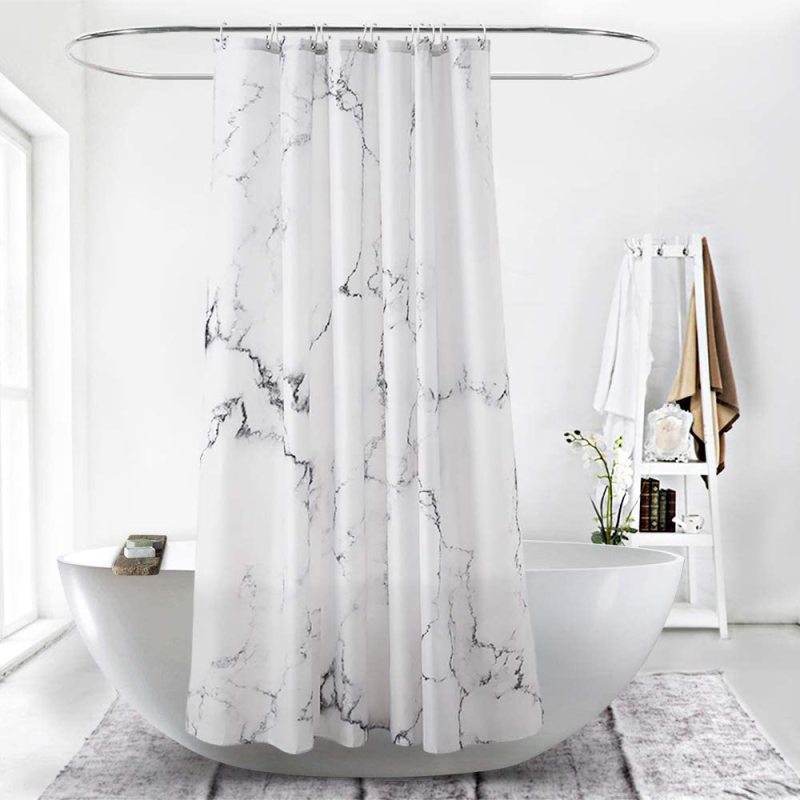 Modern plaid pattern bathroomWhite Thick Checks Waterproof Mildew-Proof Partition Curtain PEVA Shower Curtain for Free Hanging