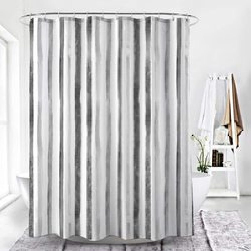 Modern plaid pattern bathroomWhite Thick Checks Waterproof Mildew-Proof Partition Curtain PEVA Shower Curtain for Free Hanging