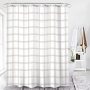 Modern plaid pattern bathroomWhite Thick Checks Waterproof Mildew-Proof Partition Curtain PEVA Shower Curtain for Free Hanging