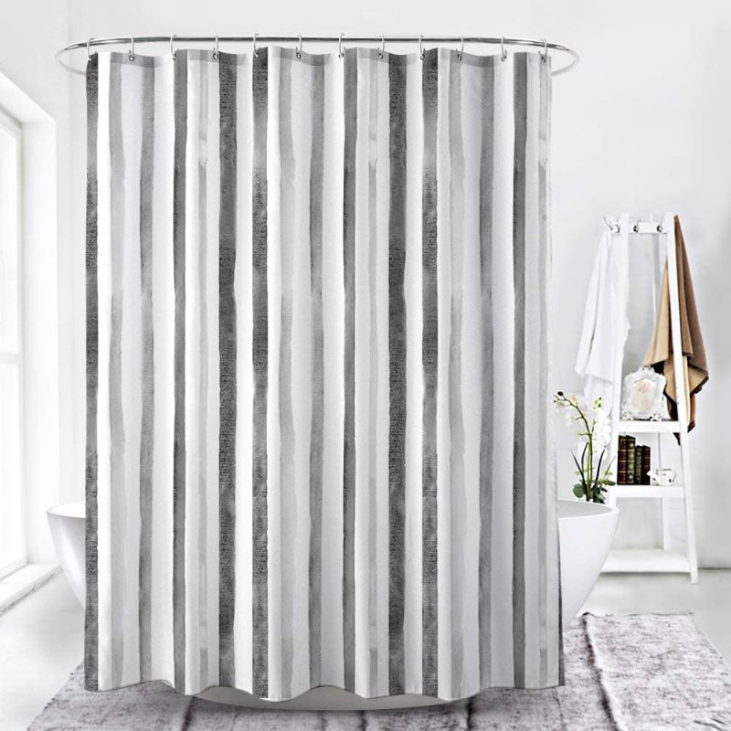 Modern plaid pattern bathroomWhite Thick Checks Waterproof Mildew-Proof Partition Curtain PEVA Shower Curtain for Free Hanging
