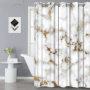 Hign Quality Hookless Modern Marble Pattern 100%Polyester Shower Curtain, Waterproof 3D Digital Printing Bathroom Hotel Curtain/