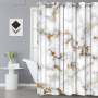 Hign Quality Hookless Modern Marble Pattern 100%Polyester Shower Curtain, Waterproof 3D Digital Printing Bathroom Hotel Curtain/