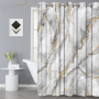 Hign Quality Hookless Modern Marble Pattern 100%Polyester Shower Curtain, Waterproof 3D Digital Printing Bathroom Hotel Curtain/