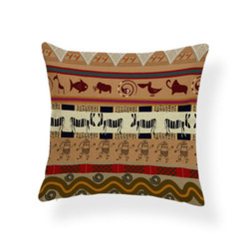 45*45 Polyester Ethnic Style Abstract Geometric Digital Print Cushion Cover, Ethnic Totem Sofa Office Chair Room Cushion Cover/