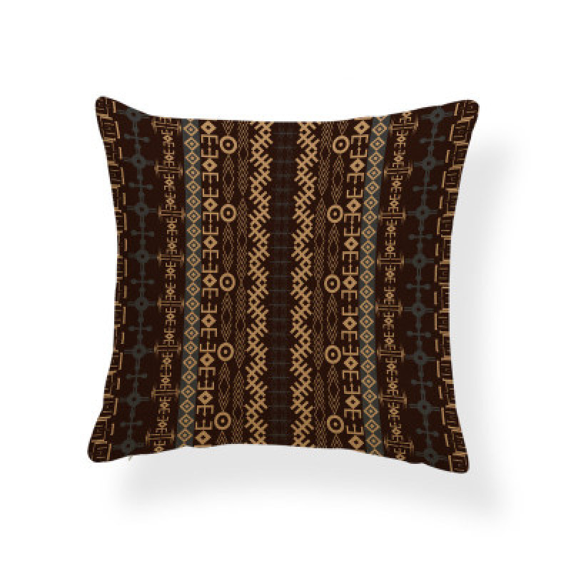 45*45 Polyester Ethnic Style Abstract Geometric Digital Print Cushion Cover, Ethnic Totem Sofa Office Chair Room Cushion Cover/