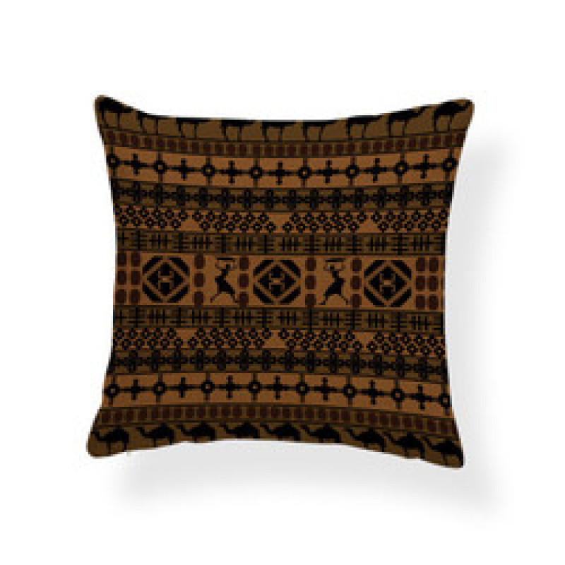 45*45 Polyester Ethnic Style Abstract Geometric Digital Print Cushion Cover, Ethnic Totem Sofa Office Chair Room Cushion Cover/