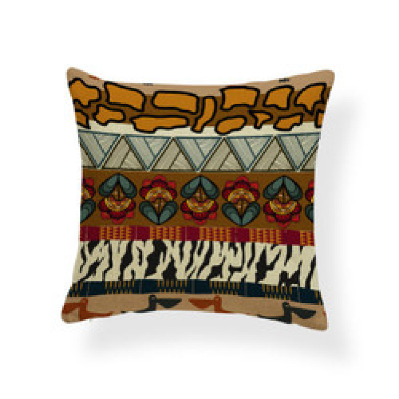 45*45 Polyester Ethnic Style Abstract Geometric Digital Print Cushion Cover, Ethnic Totem Sofa Office Chair Room Cushion Cover/