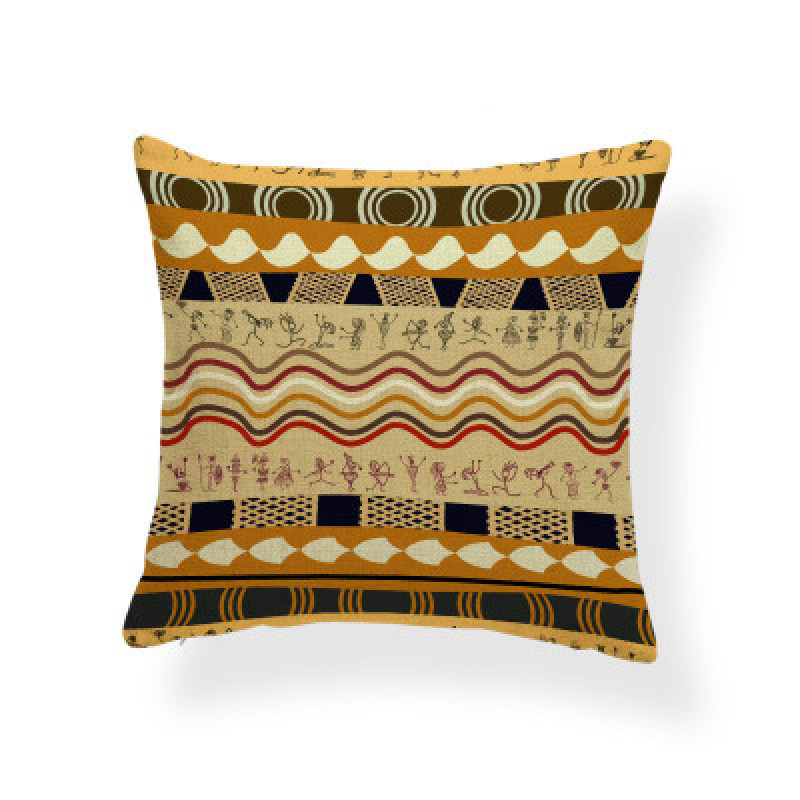 45*45 Polyester Ethnic Style Abstract Geometric Digital Print Cushion Cover, Ethnic Totem Sofa Office Chair Room Cushion Cover/