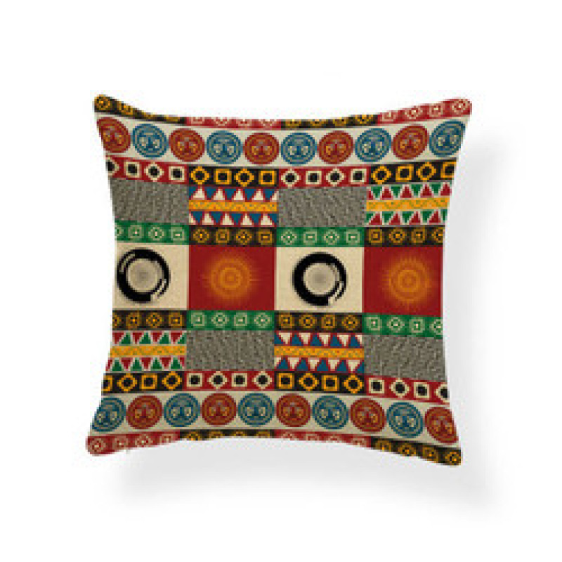 45*45 Polyester Ethnic Style Abstract Geometric Digital Print Cushion Cover, Ethnic Totem Sofa Office Chair Room Cushion Cover/