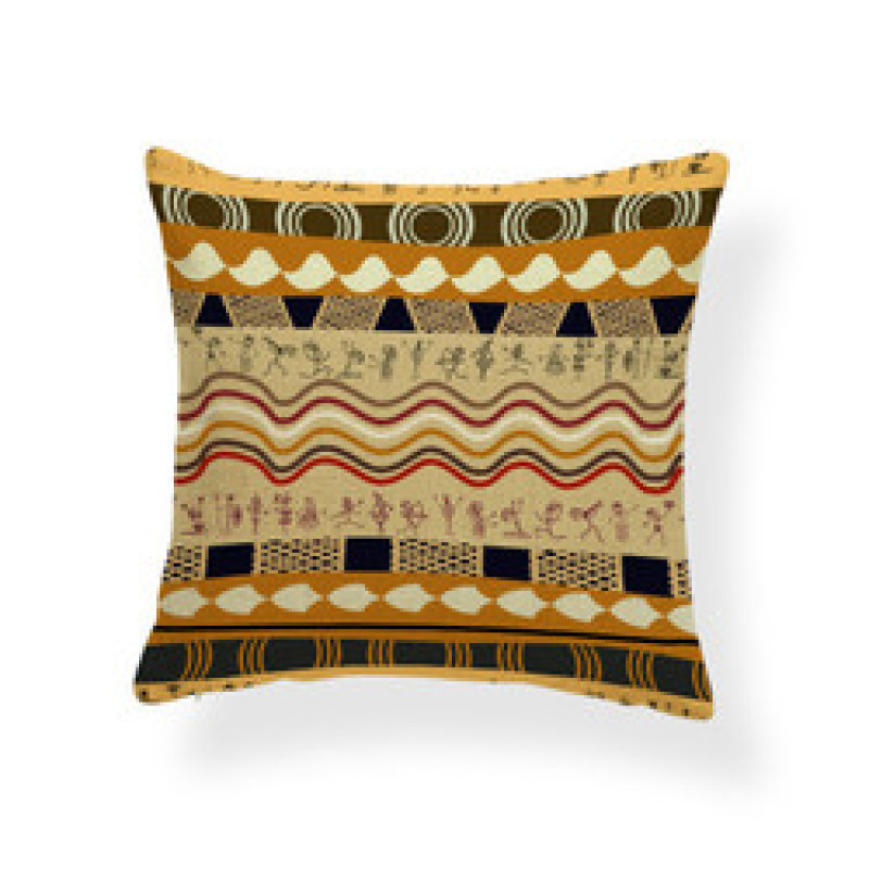 45*45 Polyester Ethnic Style Abstract Geometric Digital Print Cushion Cover, Ethnic Totem Sofa Office Chair Room Cushion Cover/
