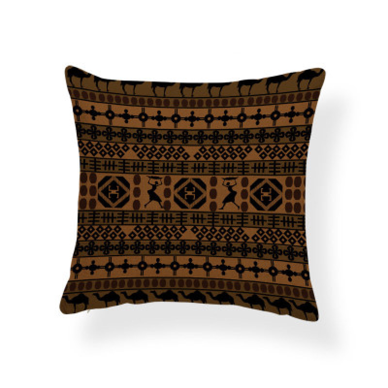 45*45 Polyester Ethnic Style Abstract Geometric Digital Print Cushion Cover, Ethnic Totem Sofa Office Chair Room Cushion Cover/
