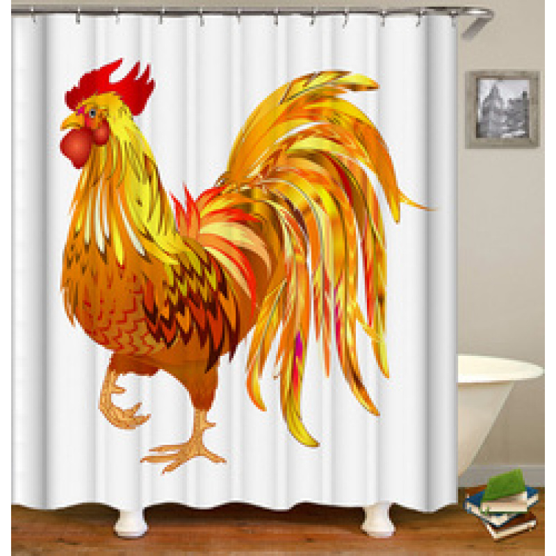 Polyester/Cotton Blend Fabric Shower Curtain Waffle Weave Rustproof Metal Grommets Bathroom Showers