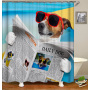 Polyester/Cotton Blend Fabric Shower Curtain Waffle Weave Rustproof Metal Grommets Bathroom Showers