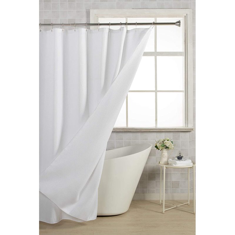 Heavy Duty Fabric Shower Curtains With Waffle Weave Hotel Quality Bathroom Shower Curtains/