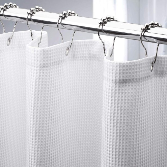 Heavy Duty Fabric Shower Curtains With Waffle Weave Hotel Quality Bathroom Shower Curtains/