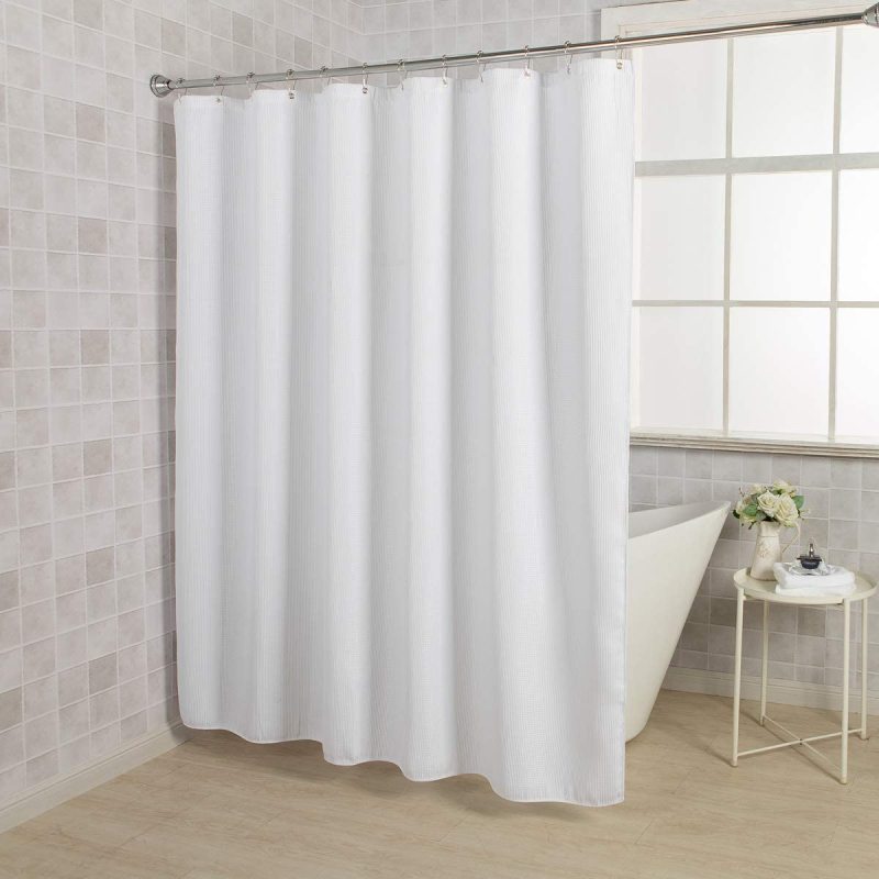 Heavy Duty Fabric Shower Curtains With Waffle Weave Hotel Quality Bathroom Shower Curtains/