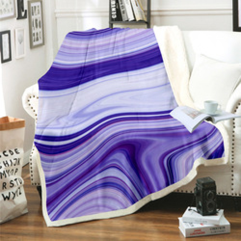 Custom Print Marble Design Super Soft Velvet Sherpa Throw Blanket, Eco Friendly Foldable Two Layer Baby Kids Sherpa Blanket/