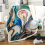 Custom Print Marble Design Super Soft Velvet Sherpa Throw Blanket, Eco Friendly Foldable Two Layer Baby Kids Sherpa Blanket/