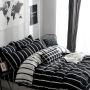 King Size Bed Comforter Set, Black and White  Print Bedding Set