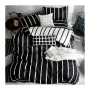 King Size Bed Comforter Set, Black and White  Print Bedding Set