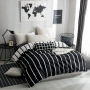 King Size Bed Comforter Set, Black and White  Print Bedding Set