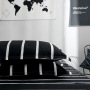 King Size Bed Comforter Set, Black and White  Print Bedding Set