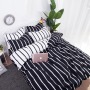 King Size Bed Comforter Set, Black and White  Print Bedding Set