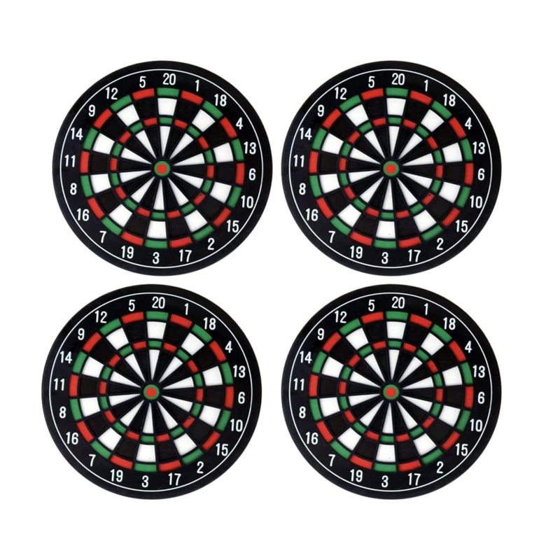 Hot Selling Newly Designed Set of 4 Dart Board Plastic Coasters for Bars Cafes Home Party Office Gift for Birthday