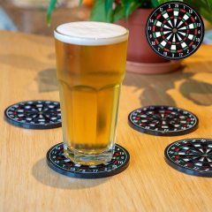 Hot Selling Newly Designed Set of 4 Dart Board Plastic Coasters for Bars Cafes Home Party Office Gift for Birthday