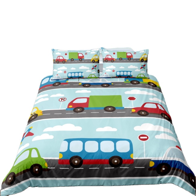 Kids Boys Bedding Set Cars Vehicles Duvet Cover Soft Kids Duvet Cover Set Quilt cover Bed Set
