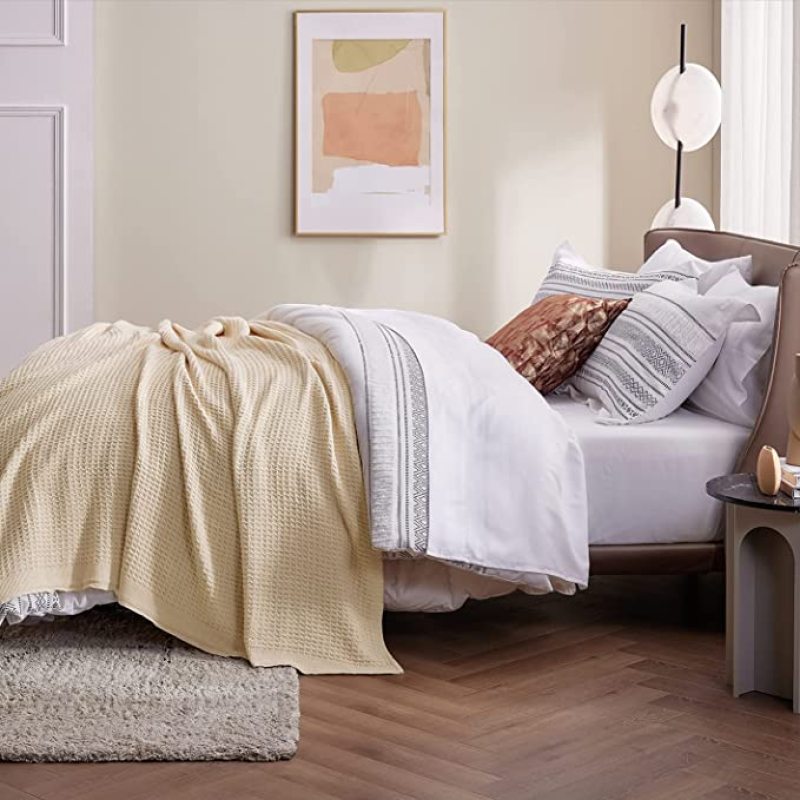 Waffle Muslin Summer Bedspreads Lace Gray Pink Blankets Soft Warm Plaid Throw Blanket Large