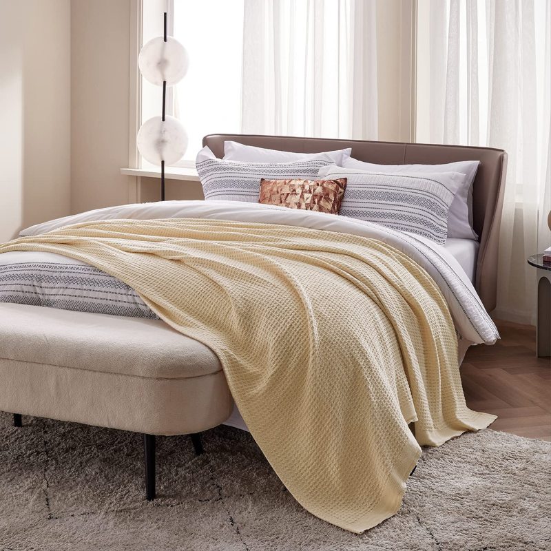 Waffle Muslin Summer Bedspreads Lace Gray Pink Blankets Soft Warm Plaid Throw Blanket Large