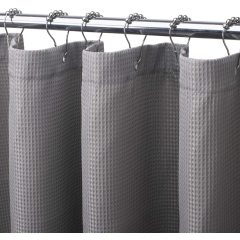 Waffle Hot Selling Heavy Duty Waffle Weave Fabric Snap Liner Hookless Shower Curtain