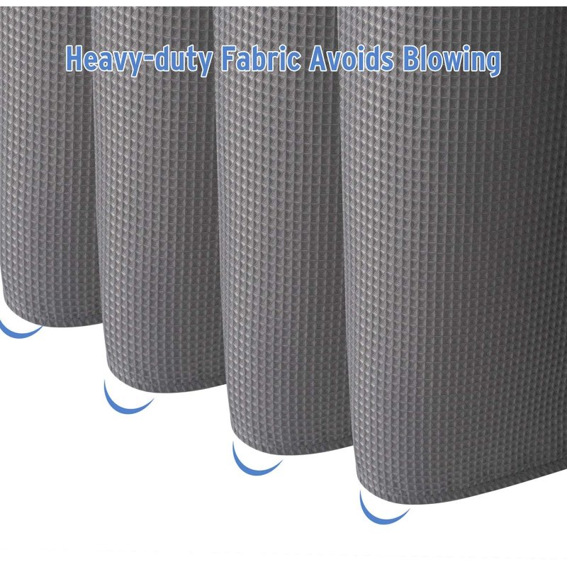 Waffle Hot Selling Heavy Duty Waffle Weave Fabric Snap Liner Hookless Shower Curtain