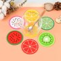 High Quality Pack of 14 Silicone Fruit Decorative Glass Kitchen Non-Slip Coasters for Kitchen Living Room And Bar
