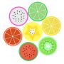 High Quality Pack of 14 Silicone Fruit Decorative Glass Kitchen Non-Slip Coasters for Kitchen Living Room And Bar
