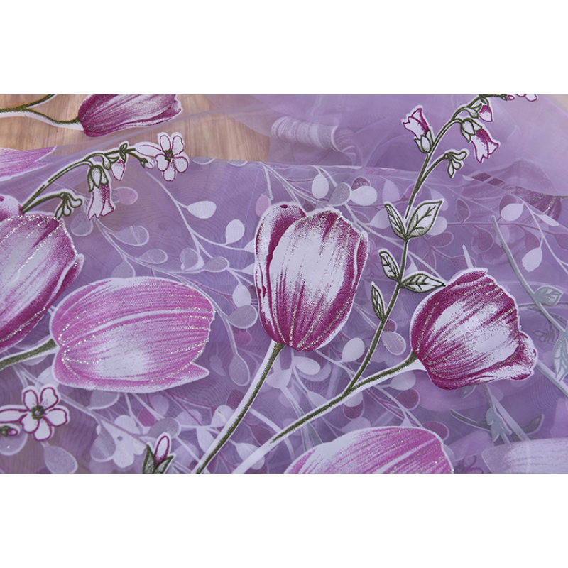 Home Decor Flower Printed European Sheer Curtains, Decoracion Para El Hogar Tulle Curtain Fabric/