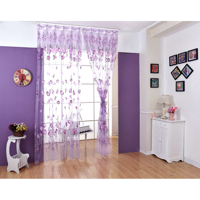 Home Decor Flower Printed European Sheer Curtains, Decoracion Para El Hogar Tulle Curtain Fabric/