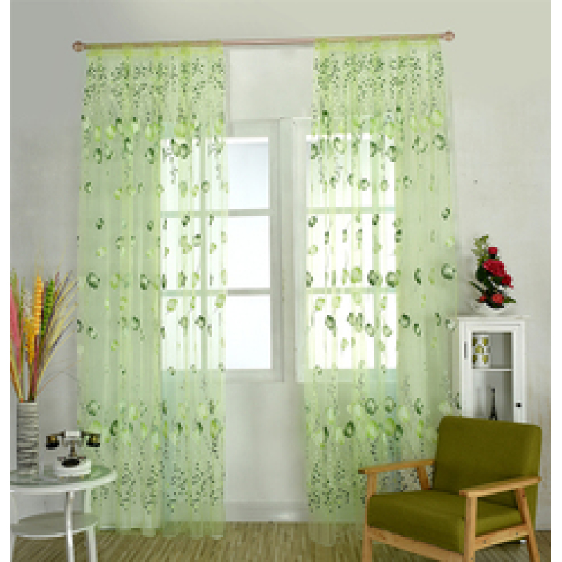 Home Decor Flower Printed European Sheer Curtains, Decoracion Para El Hogar Tulle Curtain Fabric/