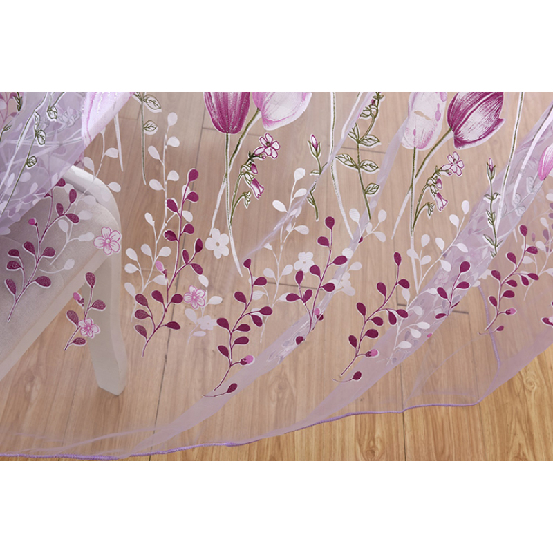 Home Decor Flower Printed European Sheer Curtains, Decoracion Para El Hogar Tulle Curtain Fabric/