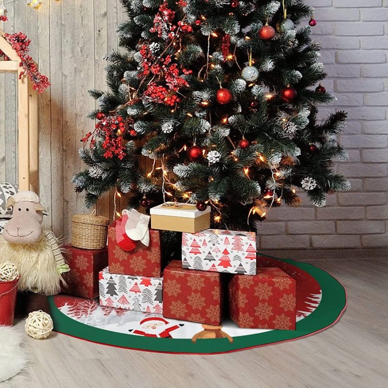 Christmas Creative Exquisite Printed Tree Skirt Xams Tree Bottom Decor Merry Christmas Decoarations For Home Navidad Ornaments