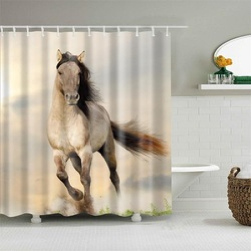 레트로 웨스트 카우보이 부츠 모자 말 프린트 욕실 커튼 새 욕실 프린트 패브릭 샤워 커튼